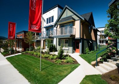 Townhouses with landscaped front yards
