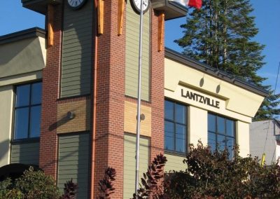 Clock tower with a Canadian flag