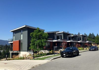 Row of contemporary townhouses