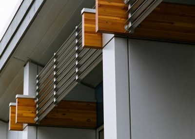 Balconies with timber accents