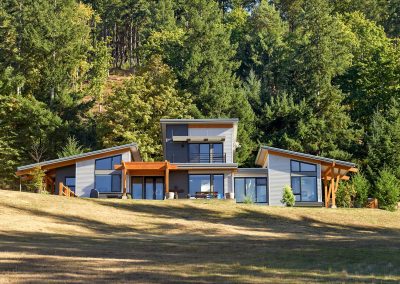 Hillside house with large windows