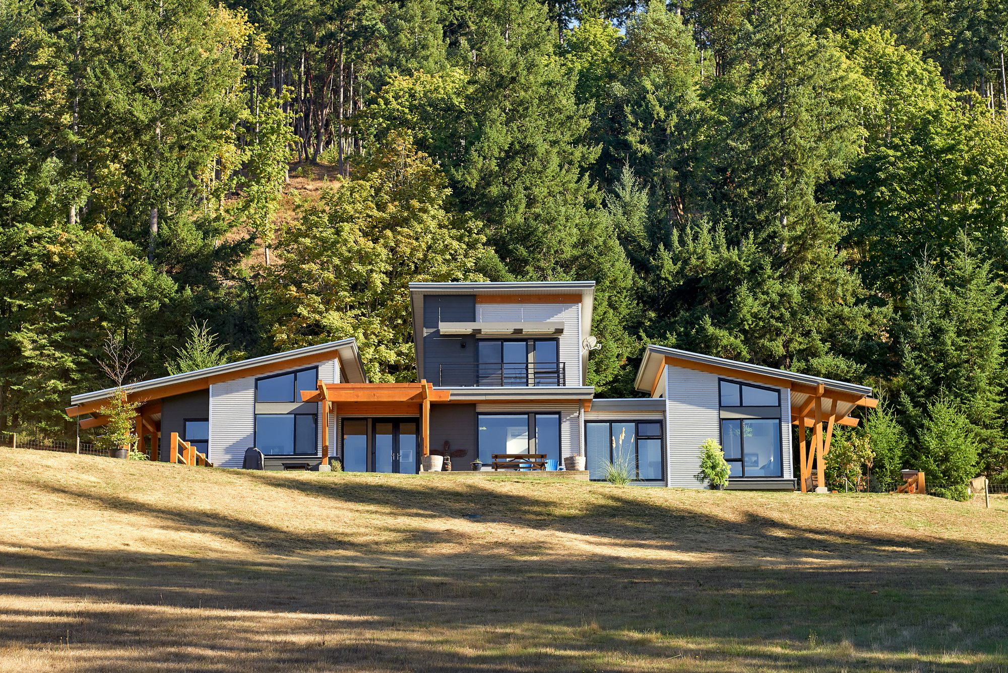 Hillside house with large windows